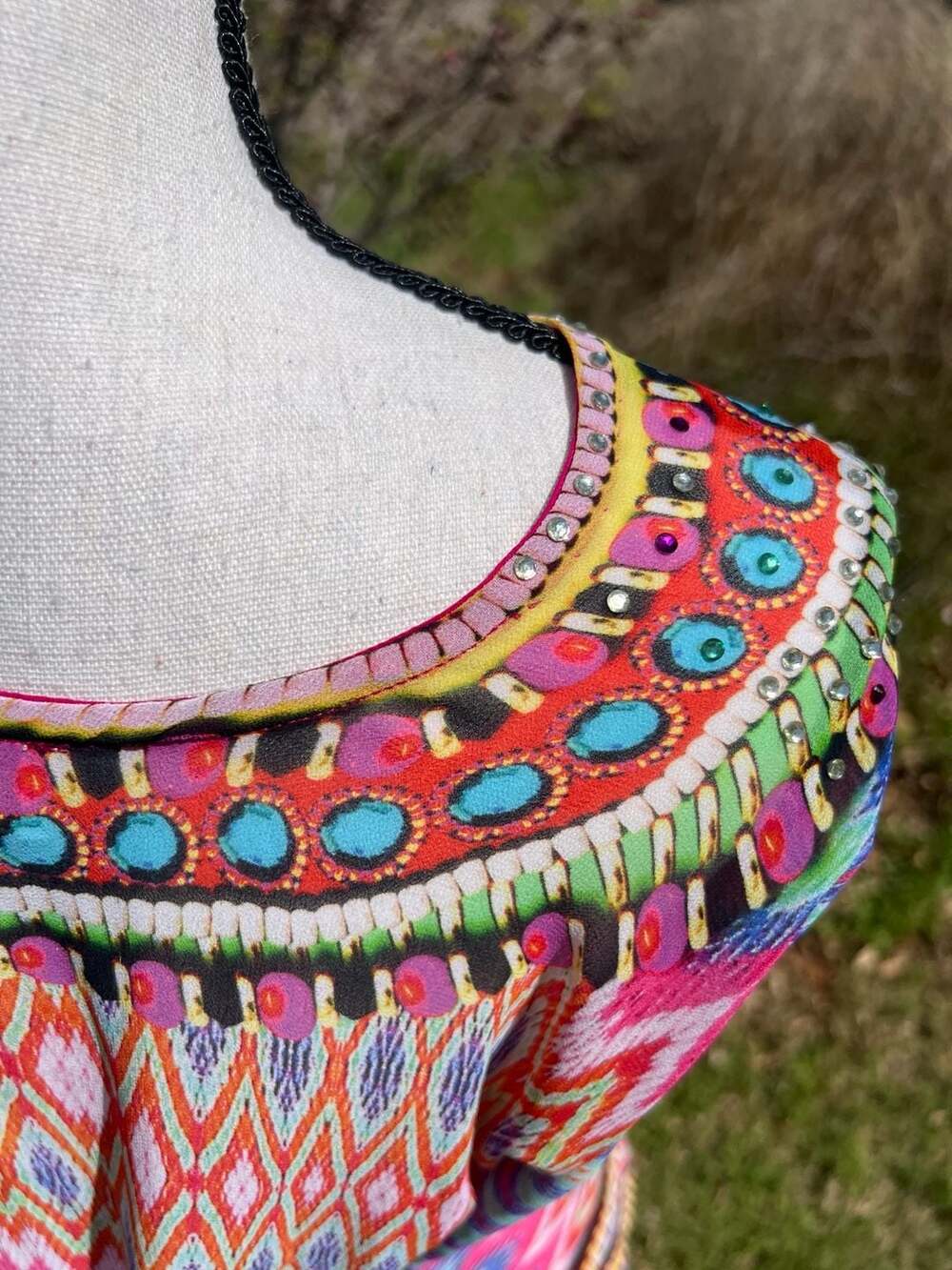 True Colours By La Moda Embellished Lace-Up Kaftan Dress - Picture 8 of 15